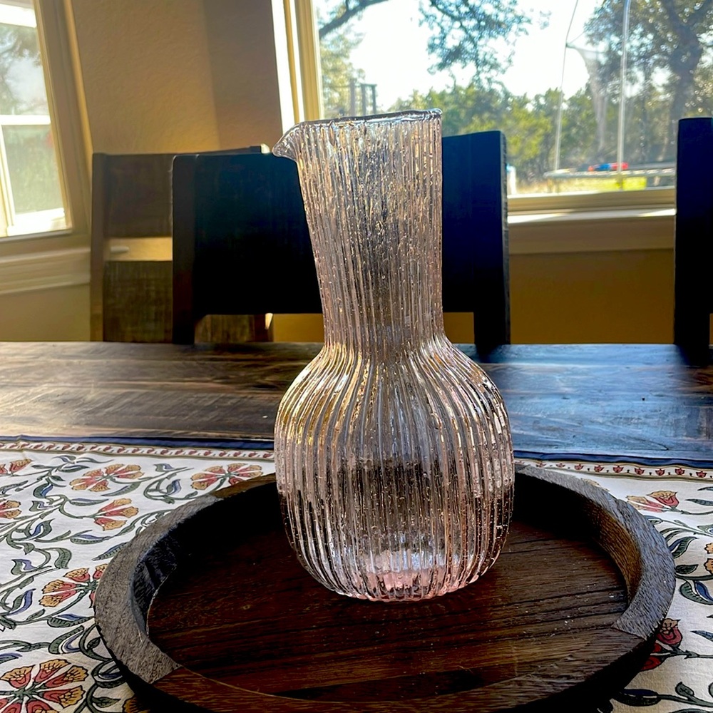 Anthropologie Pink Waterfall Carafe NIB
